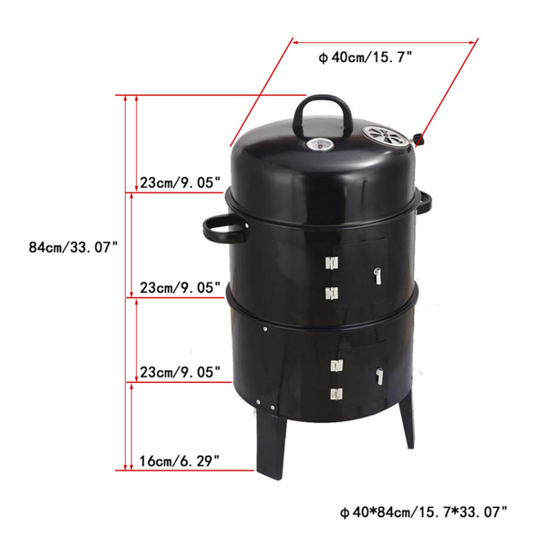 Outdoor Double-Layer Charcoal Braising and Smoking Grill