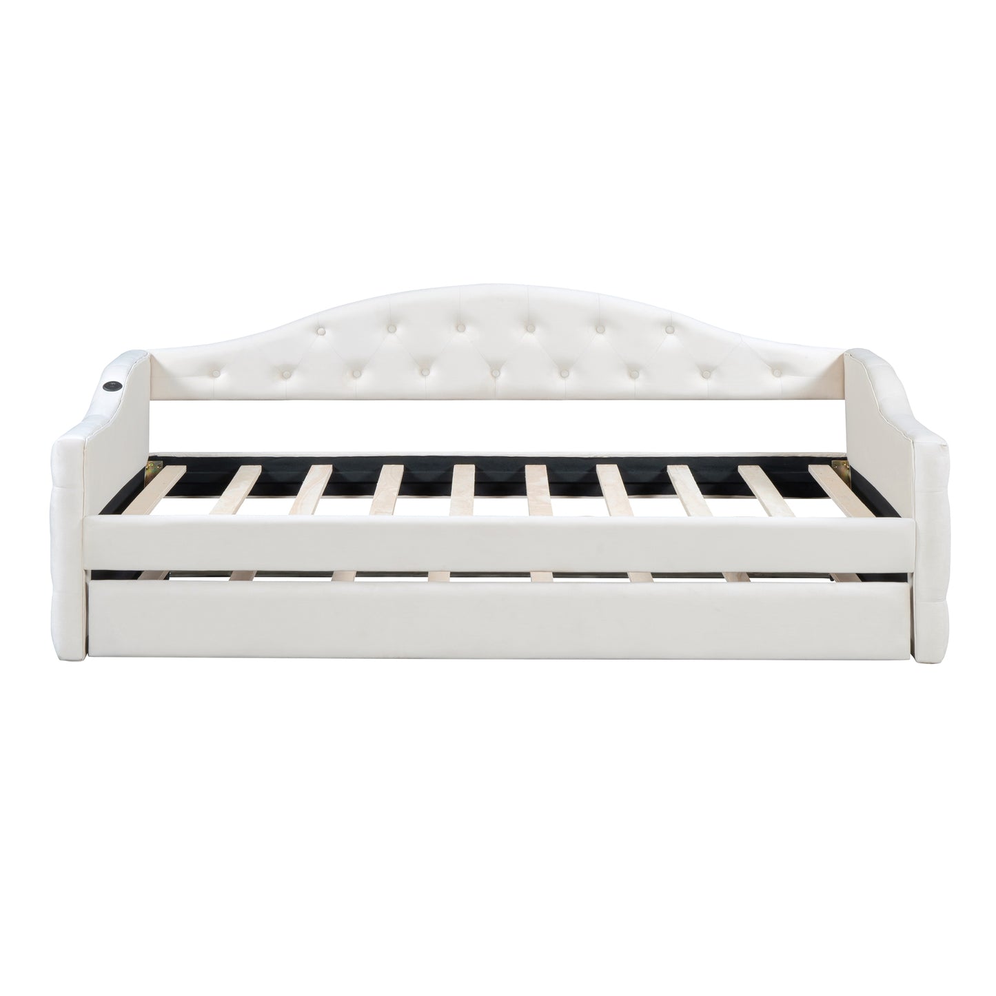 Twin Size Tufted Upholstered Daybed With Trundle ,Velvet Sofabed