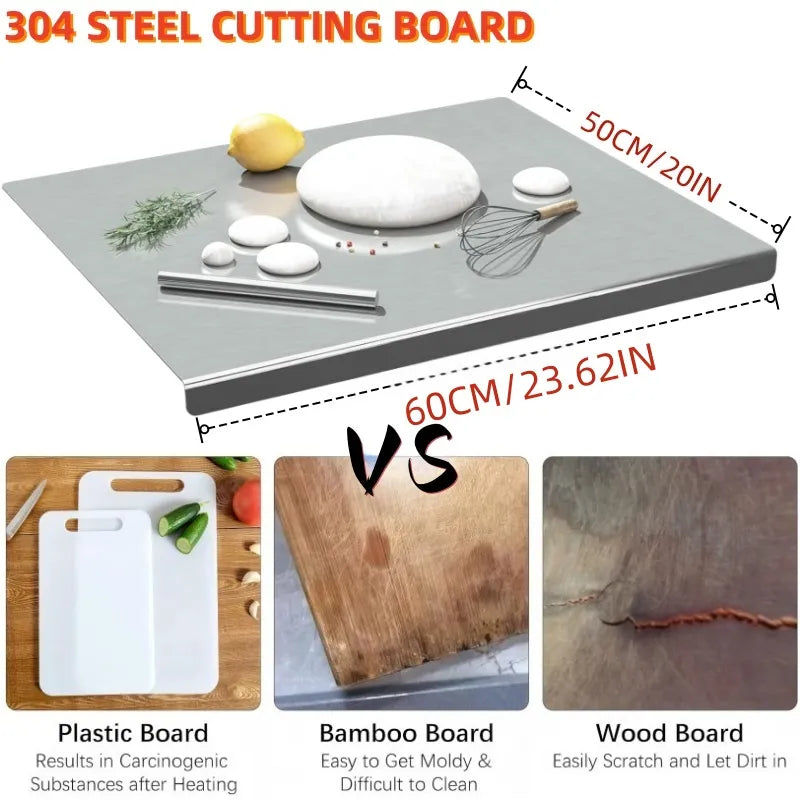 XXL Stainless Steel Cutting Board - Heavy-Duty & Anti-Slip