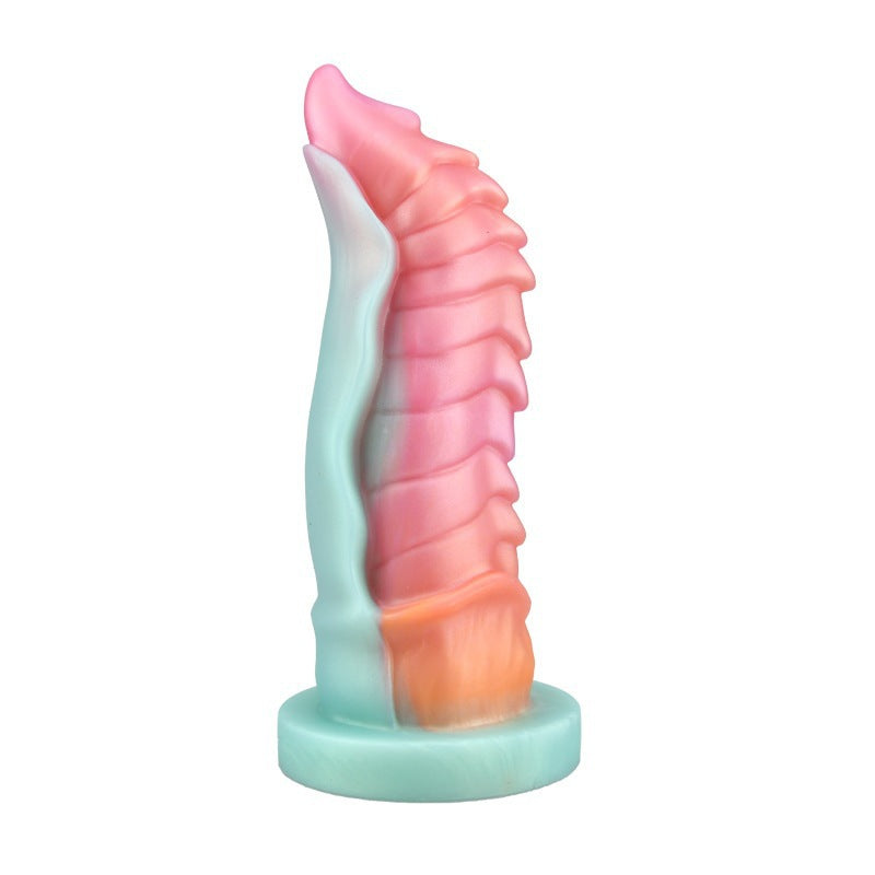 Liquid Silicone Adult Dildo - Mixed Color, Profiled Penis, 225x50mm