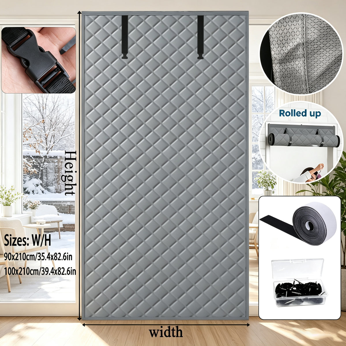 Rollable Magnetic Cotton Insulated Door Curtain - Windproof & Thermal Block for Home & Yard