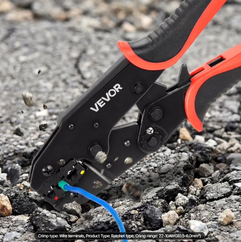 Ratcheting Wire Crimping Tool 22-10 AWG for Electrical Terminals
