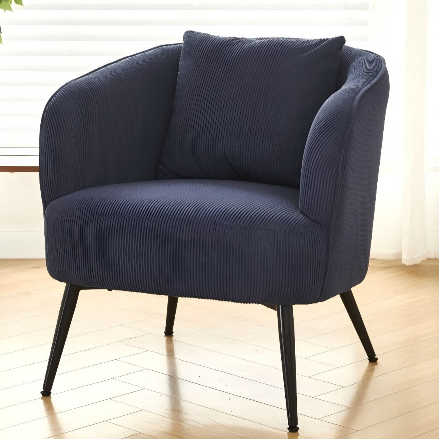 Velvet Accent Chair With Pillow, Modern Upholstered Armchair Metal
