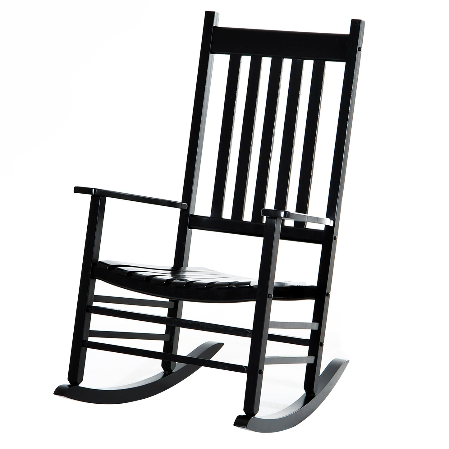 Wooden Outdoor Rocking Chair with Armrests - Black
