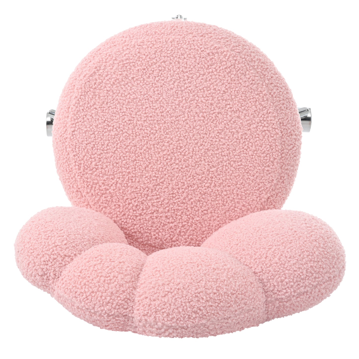 360° Swivel Height Adjustable Pink Teddy Fabric Office Chair