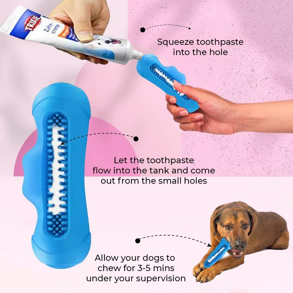 Dog Chew Toys Rubber Squeaky Monster Toy for All Breeds - Non Toxic, Durable, Blue