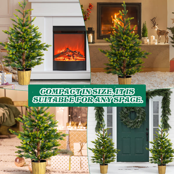 4FT Dual Tone Artificial Christmas Tree - 2 Pack with Pot