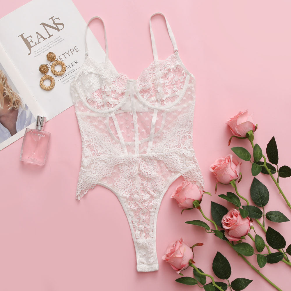 Women's Lace Jumpsuit with Steel Ring - Sexy Lingerie for All Seasons