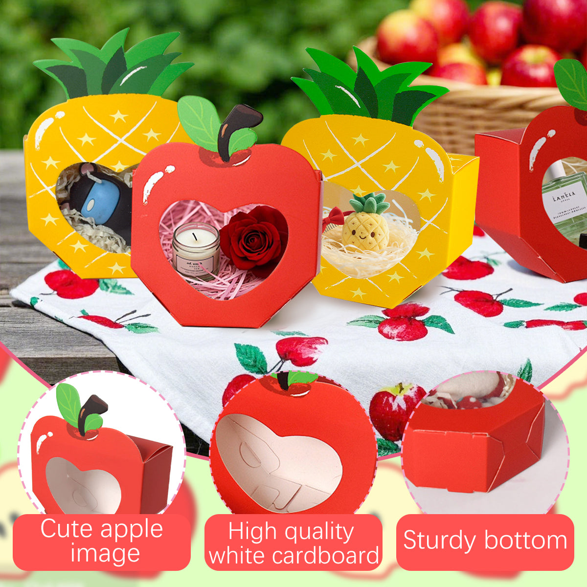 20 Pcs Cute Fruit Shaped Candy Gift Boxes - Yellow & Red