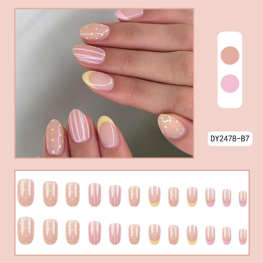 24 Short Almond Acrylic Nail Stickers with Jelly Glue & File