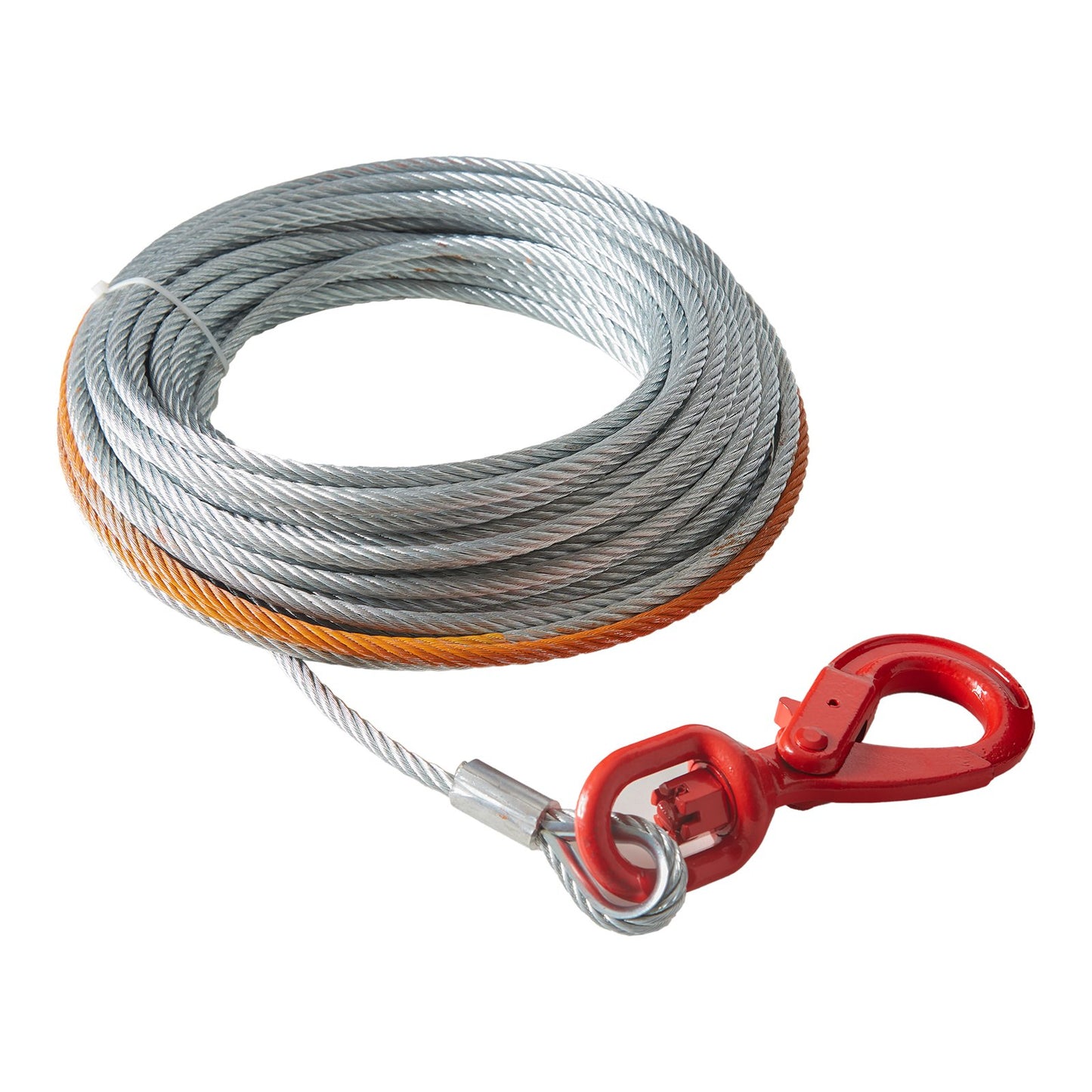 Heavy Duty Galvanized Steel Winch Cable 3/8 Inch x 100 Feet with Swivel Hook