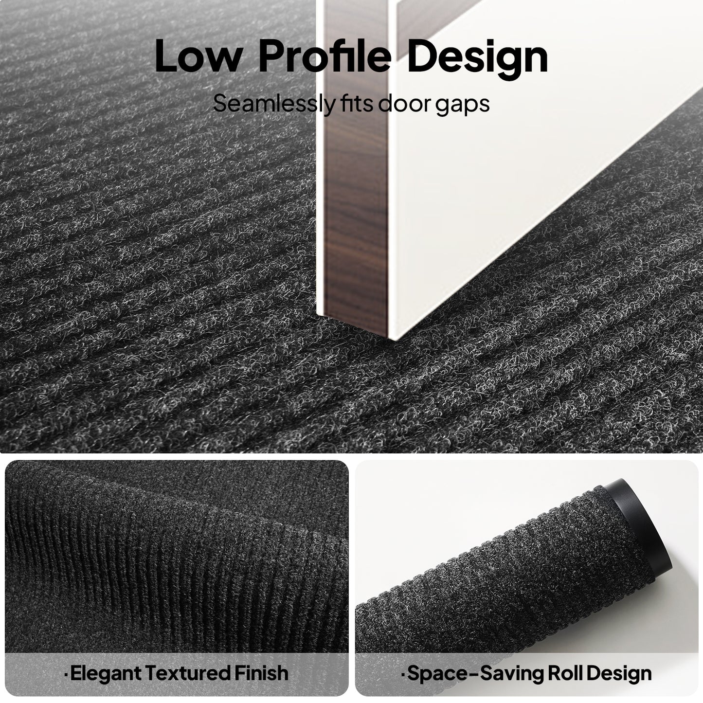 Heavy-Duty Dark Gray PVC Composite Entrance Mat - 90x120cm