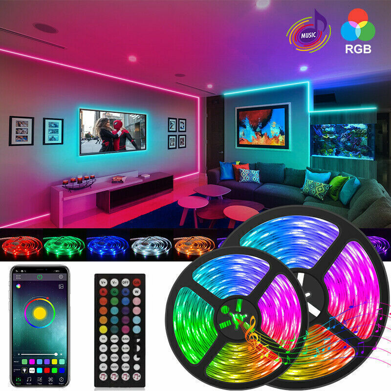 RGB LED Strip Lights Bluetooth Remote Control TV Backlighting 5-20m