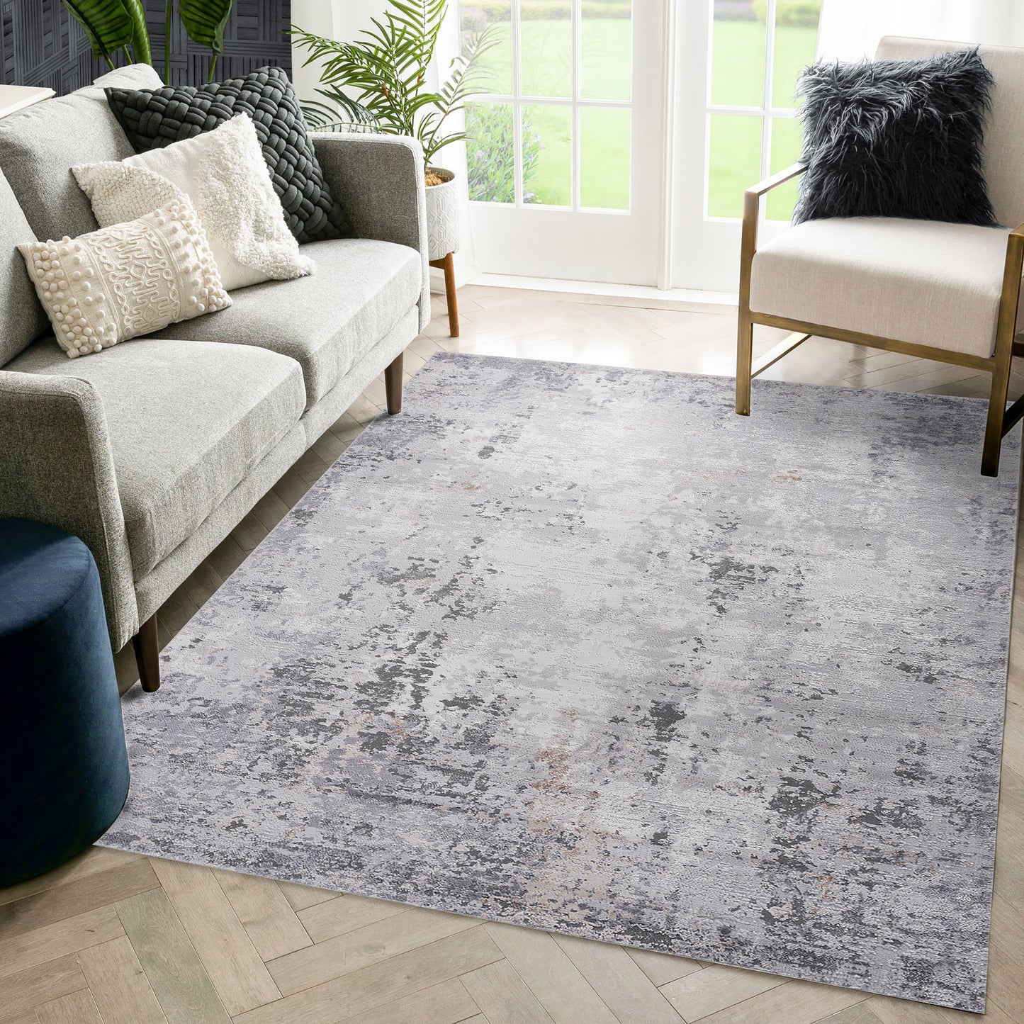 MARFI 8X10 Ivory Sand Abstract Area Rug