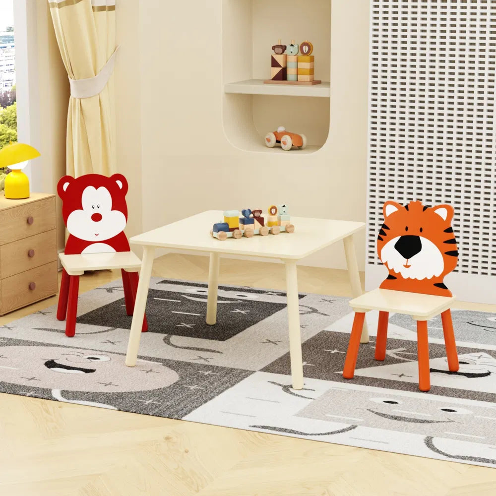 Kids Table And 2 Chairs Set, 3 Pieces Toddler Chair Wooden Activity
