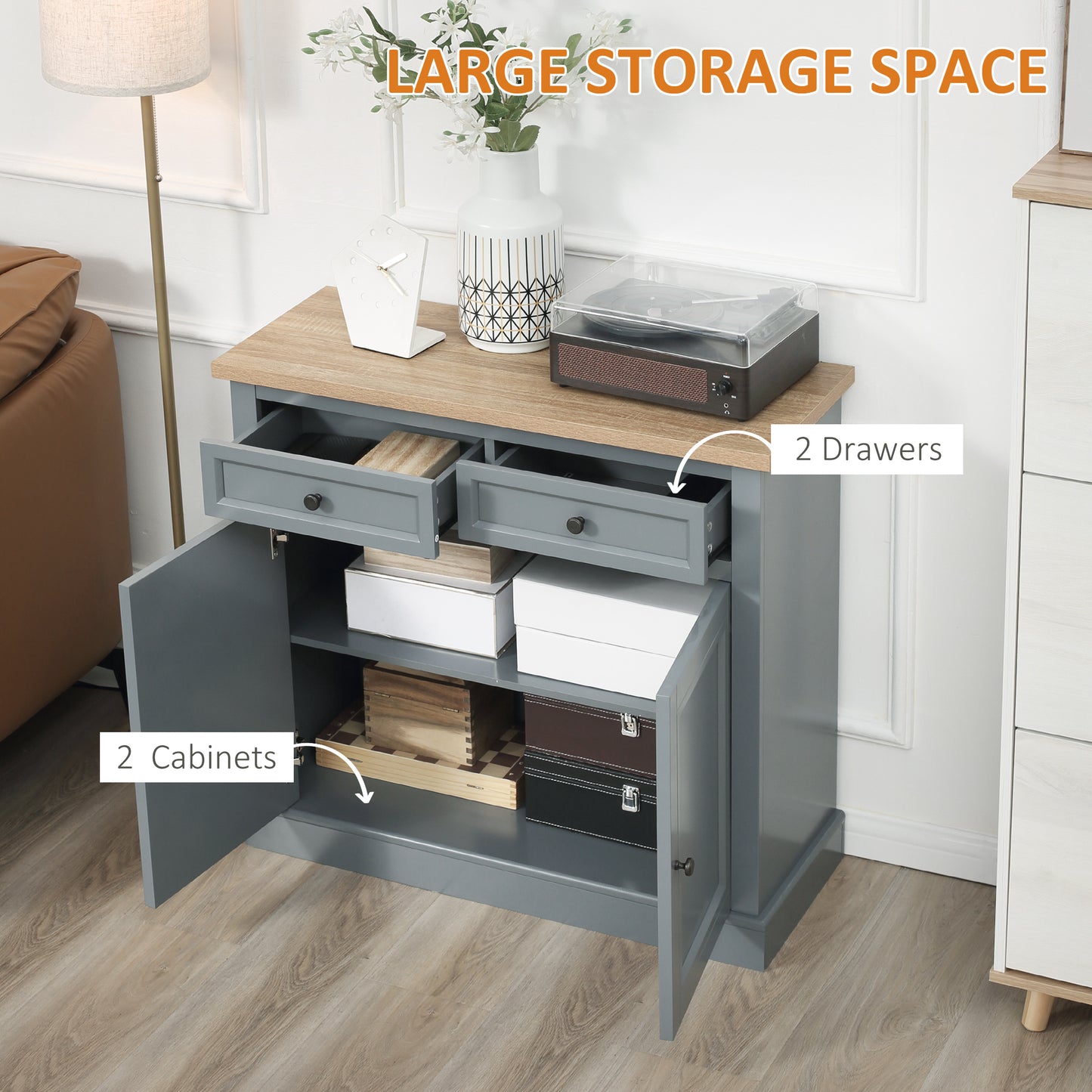 Sideboard Buffet Cabinet, Coffee Bar Cabinet with 2 Drawers and