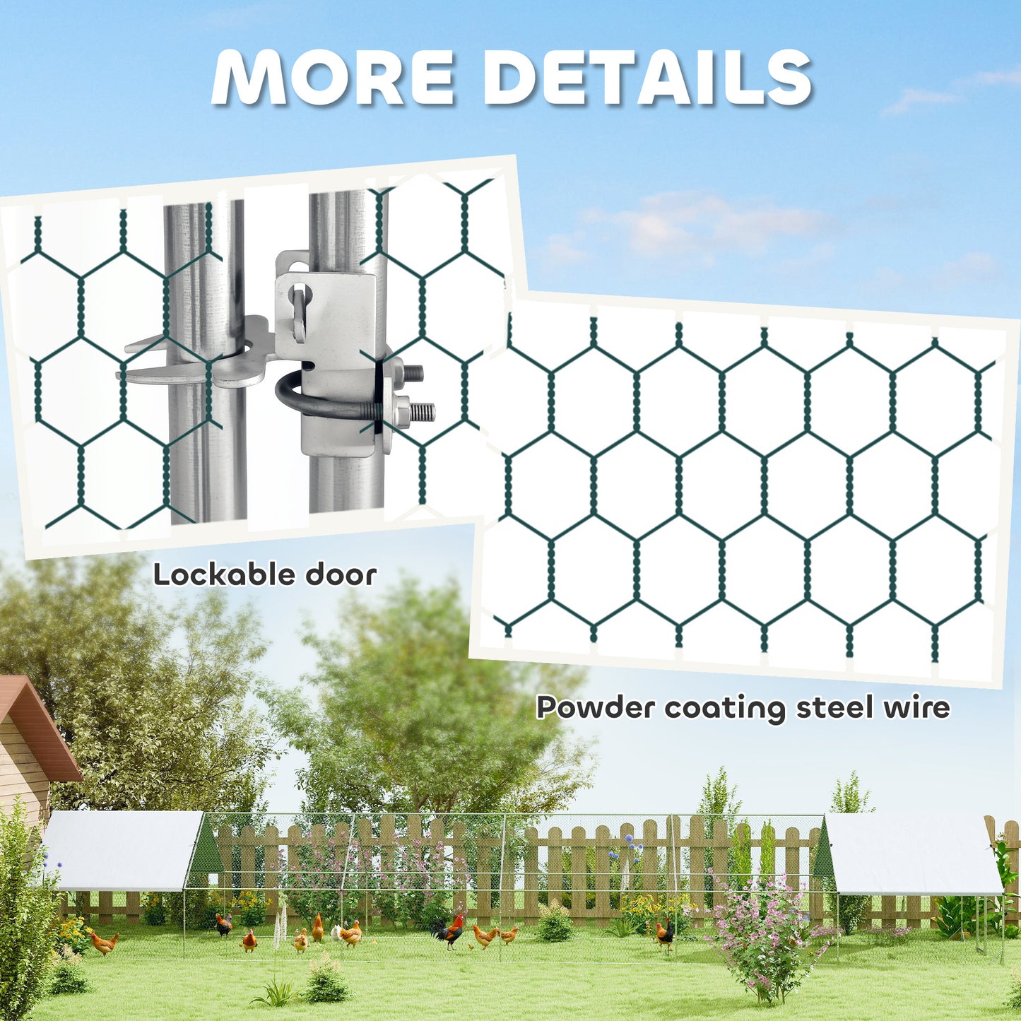 Large Outdoor Chicken Coop with Waterproof Anti-UV Cover - Silver, 39x10x6.4 Inches
