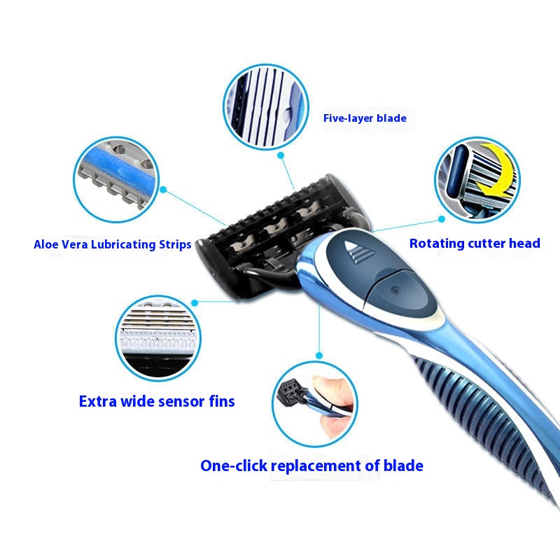 5-Layer Manual Shaver with Interchangeable Heads