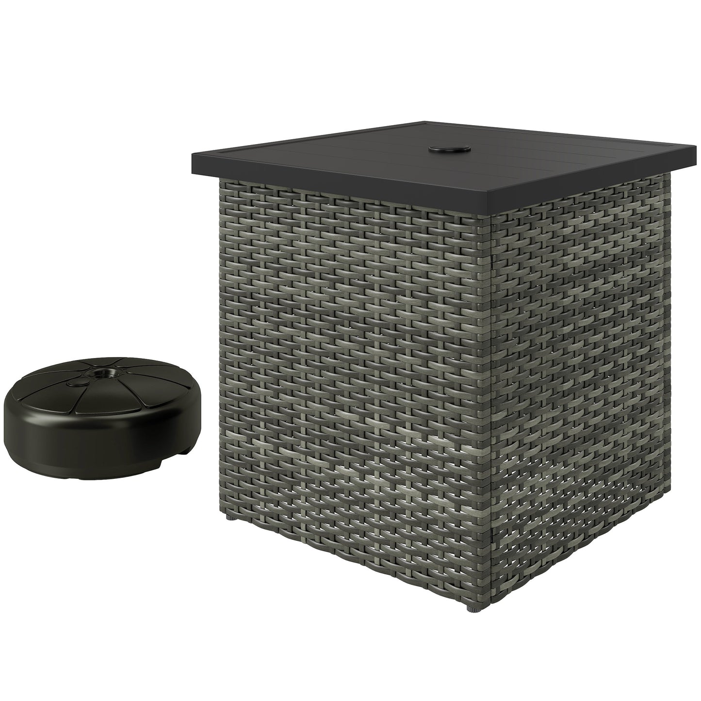 Outdoor Square Side Table with 1.5" Umbrella Hole - Mixed Gray