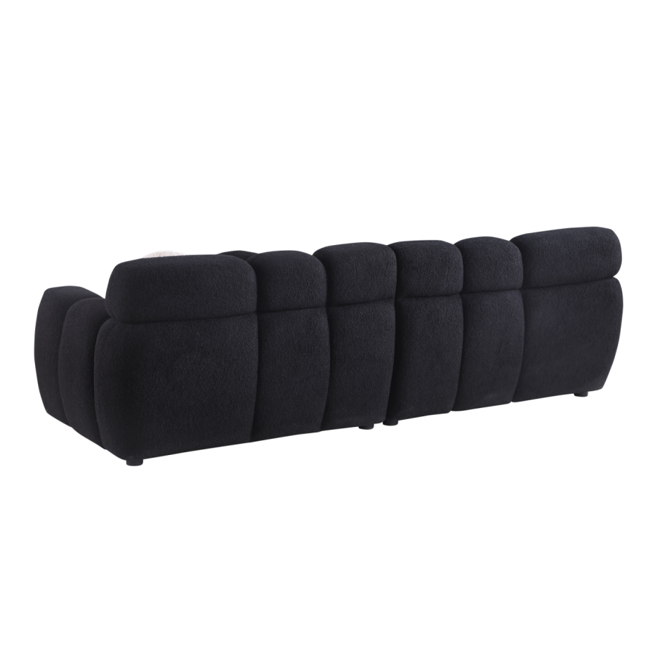 87.4" Black Boucle Sofa - 3 Seater with Plush Cushions