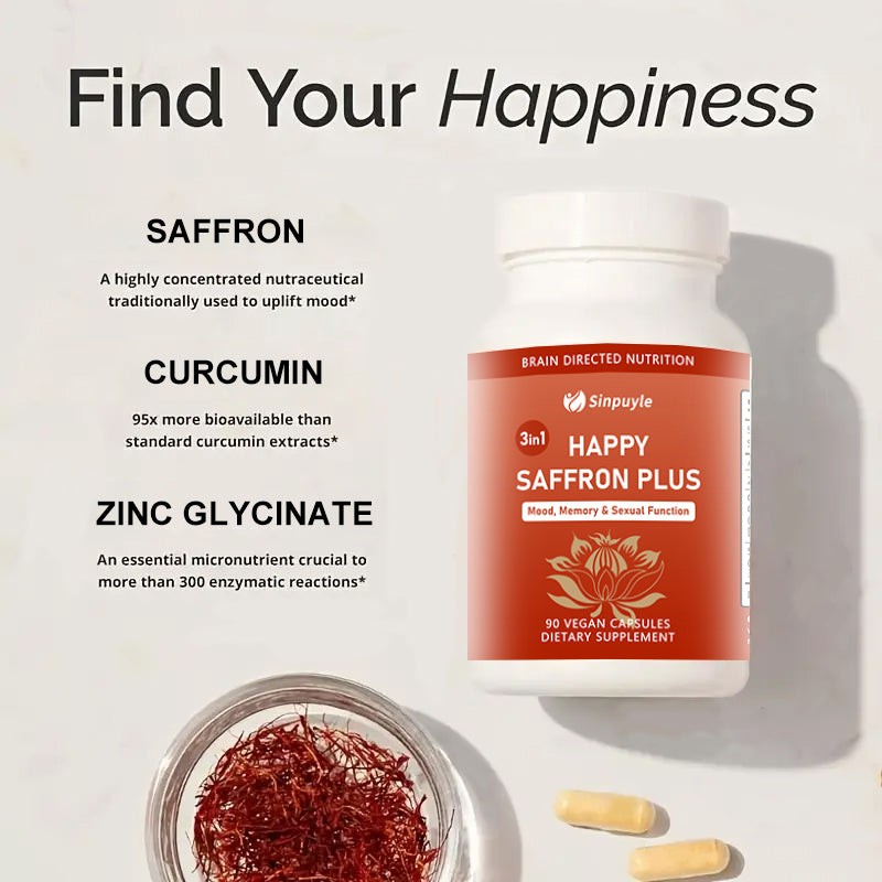 Saffron Supplement with Curcumin & Zinc - Mood, Memory & Eye Health Support
