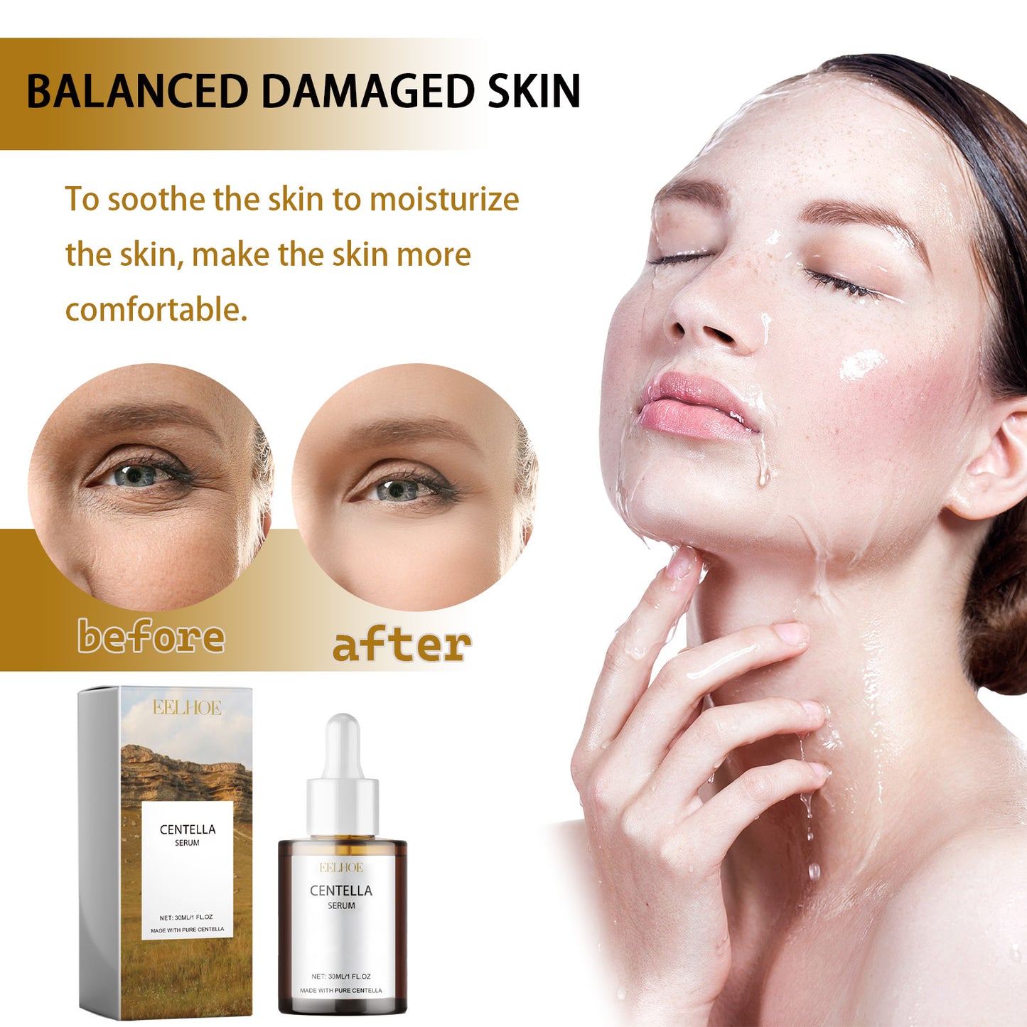 Centella Asiatica Hydrating Serum - Moisturizing Facial Essence for Dry Skin