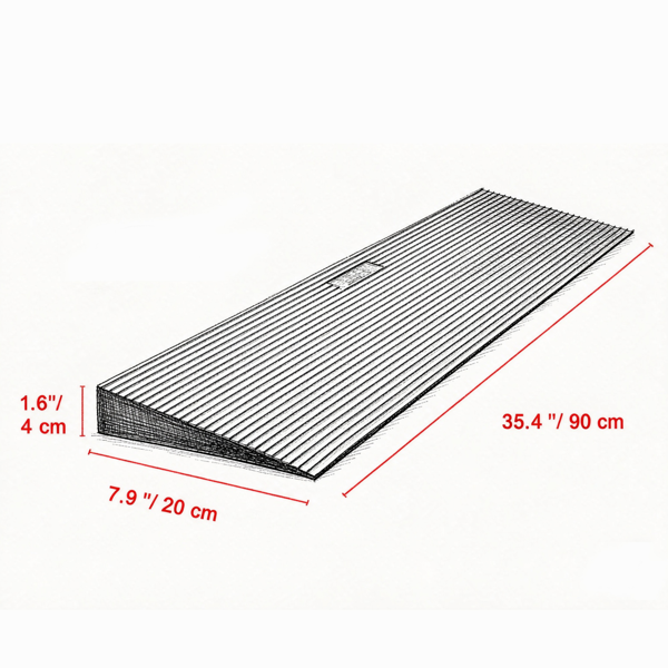 35.4 Inch Rubber Threshold Ramp, Non-Slip Wheelchair Slope with Cuttable Width