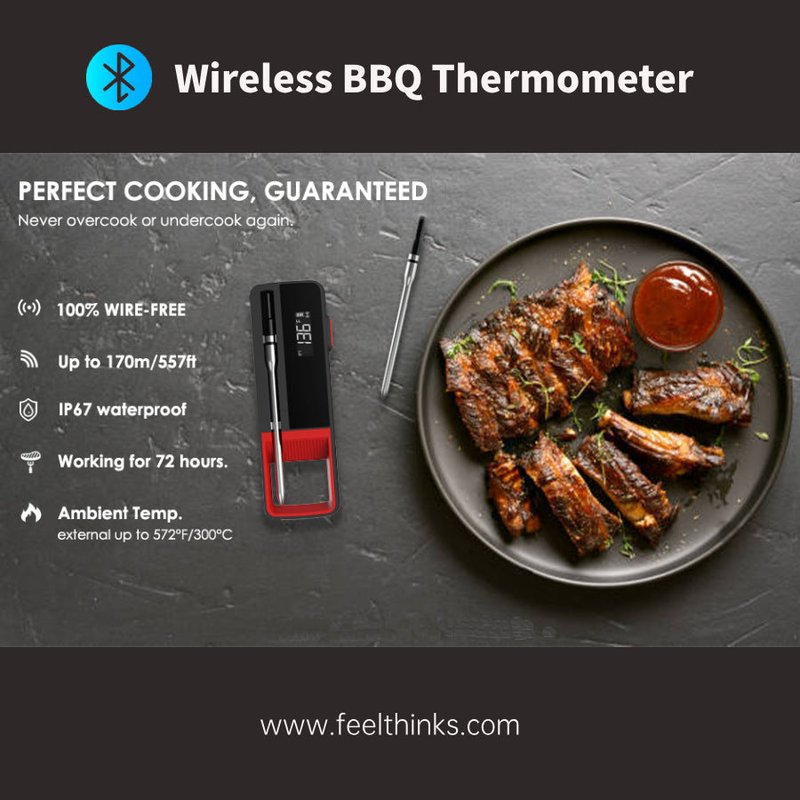 Wireless Bluetooth Food Thermometer with BBQ Fork Probe - Single Needle