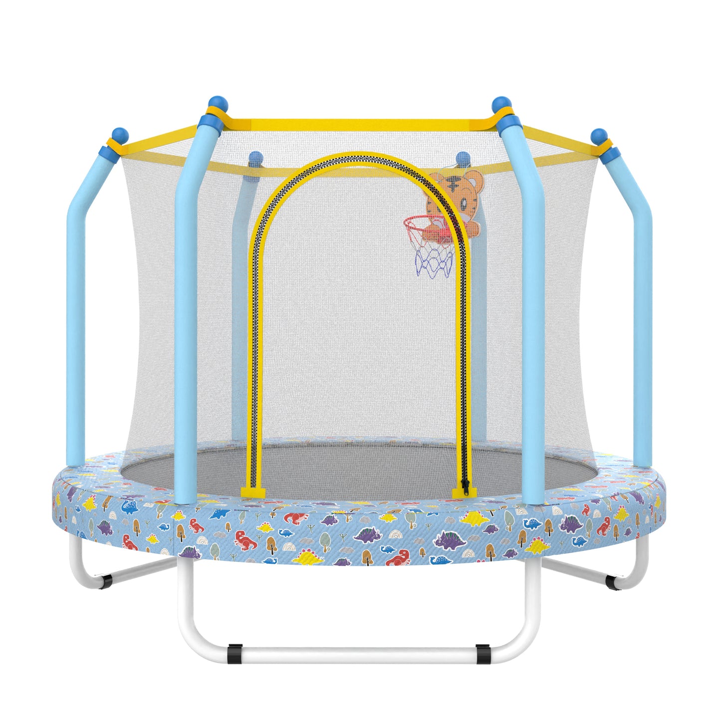 55-Inch Toddler Trampoline with Basketball Hoop - Blue Forest