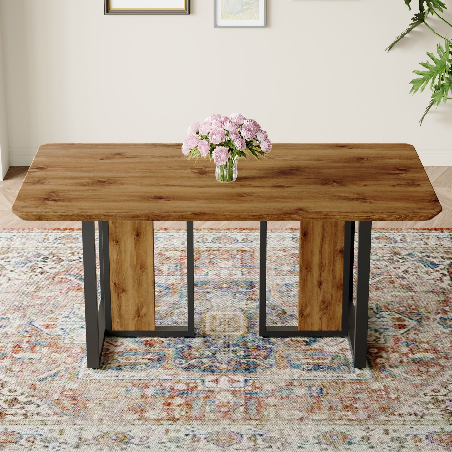 Modern Minimalism And Luxurious Wood Rectangular Patterned Dining