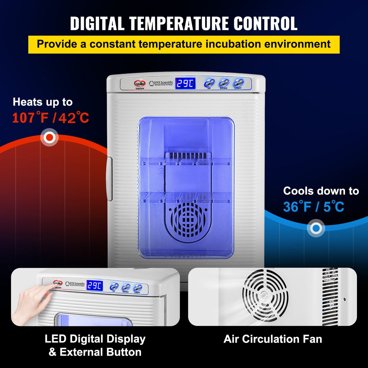 White Reptile Incubator 25L Digital Egg Incubator with Temperature Control