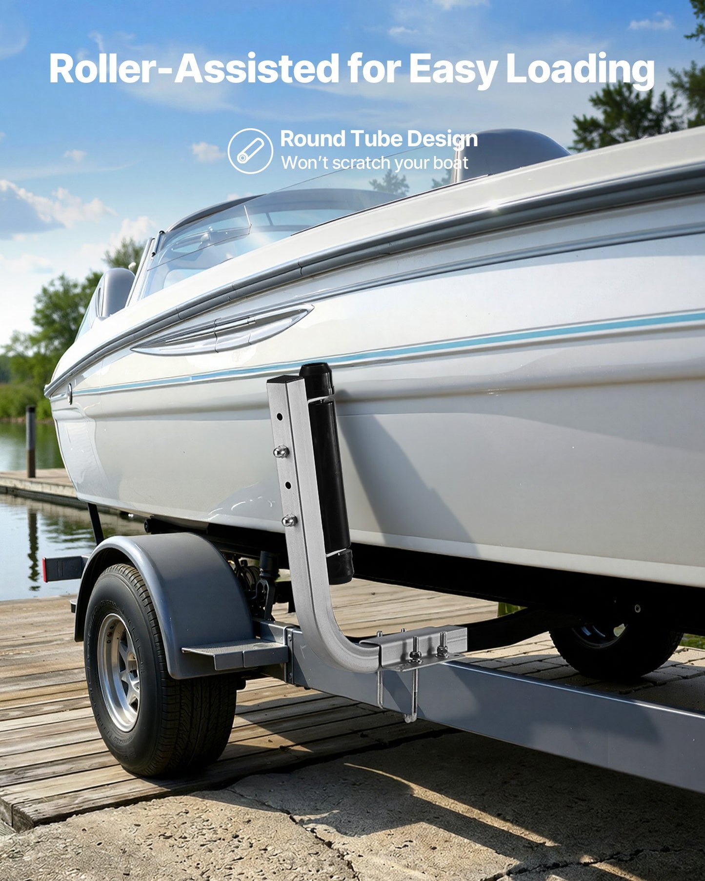 Boat Trailer Guides 18.5-20.5 Inch Height Adjustable Steel Guide-Ons with Rollers