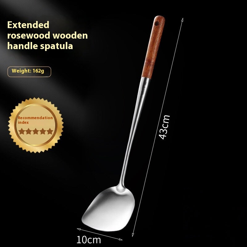 Extended Handle Rosewood Kitchenware Set - Stainless Steel Cooking Tools