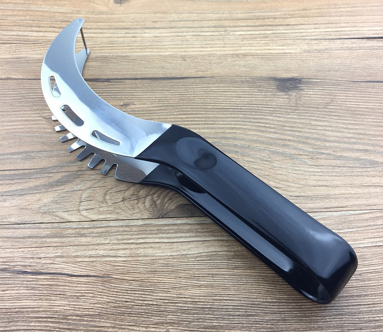 Stainless Steel Watermelon Cutter Slicer - 21cm Kitchen Tool with Black Handle