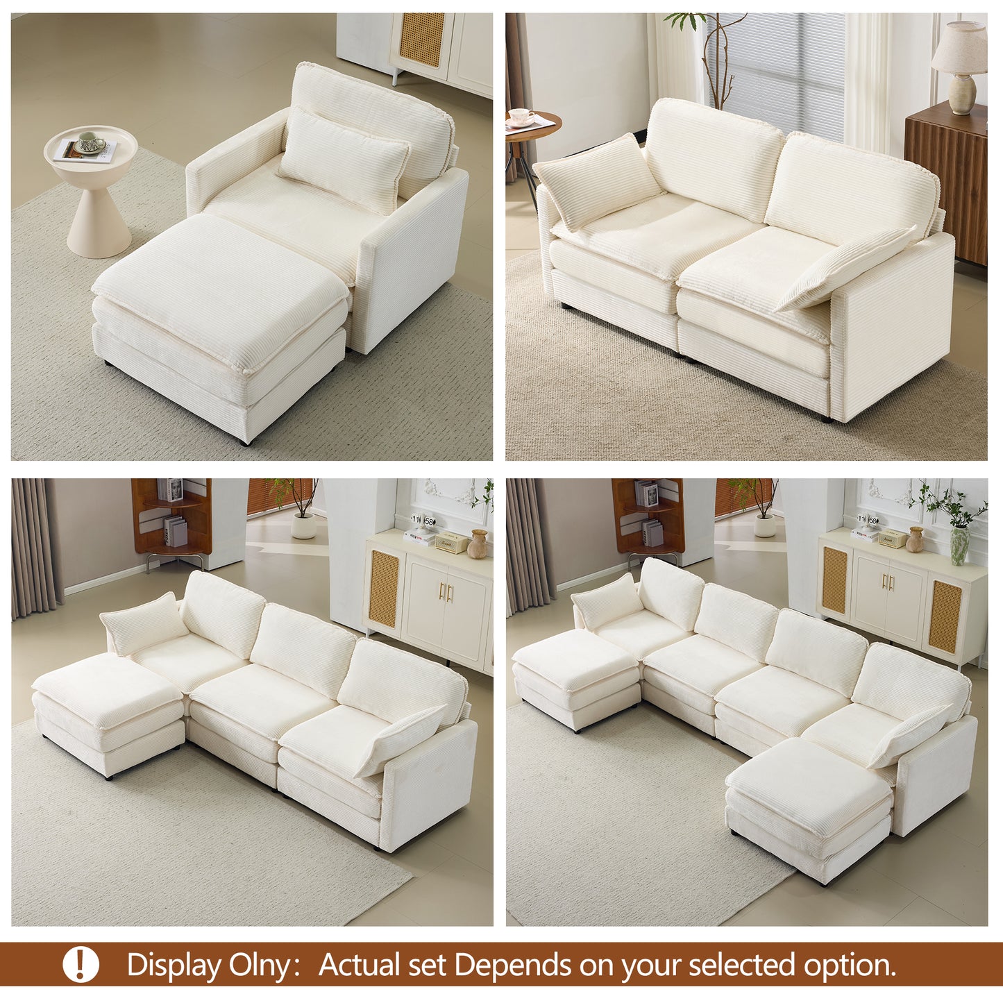 54" Plush Cloud Sofa with Ottoman & 22" Cushions - Beige