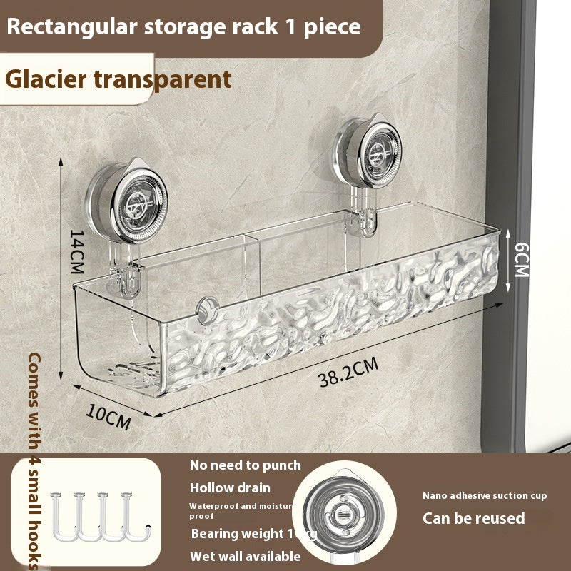 Bathroom Suction Cup Triangle Storage Rack Punch-Free Wall Organizer