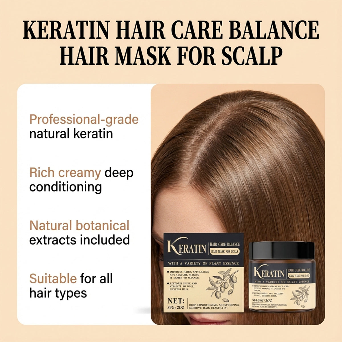 Keratin Hair Treatment Mask 59G - Deep Nourishing Hair Mask