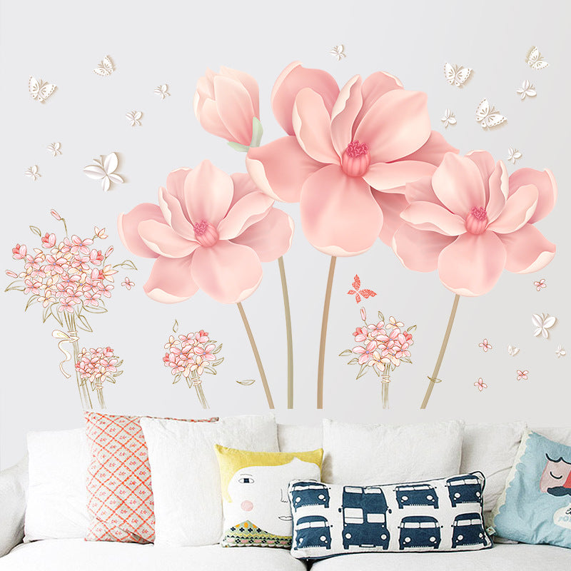 Self-Adhesive Wall Flower Stickers for Bedroom Decor - PVC Modern Style