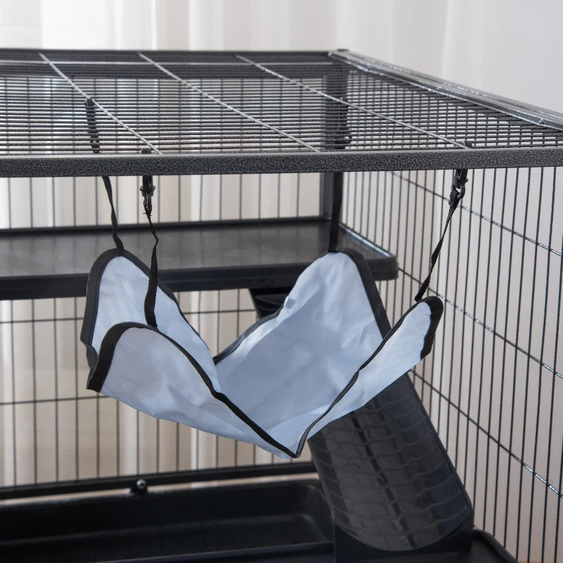 Small Animal Cage on Wheels with Storage Shelf and Removable Tray - Suitable for Hamsters, Ferrets, Rats, and Kittens