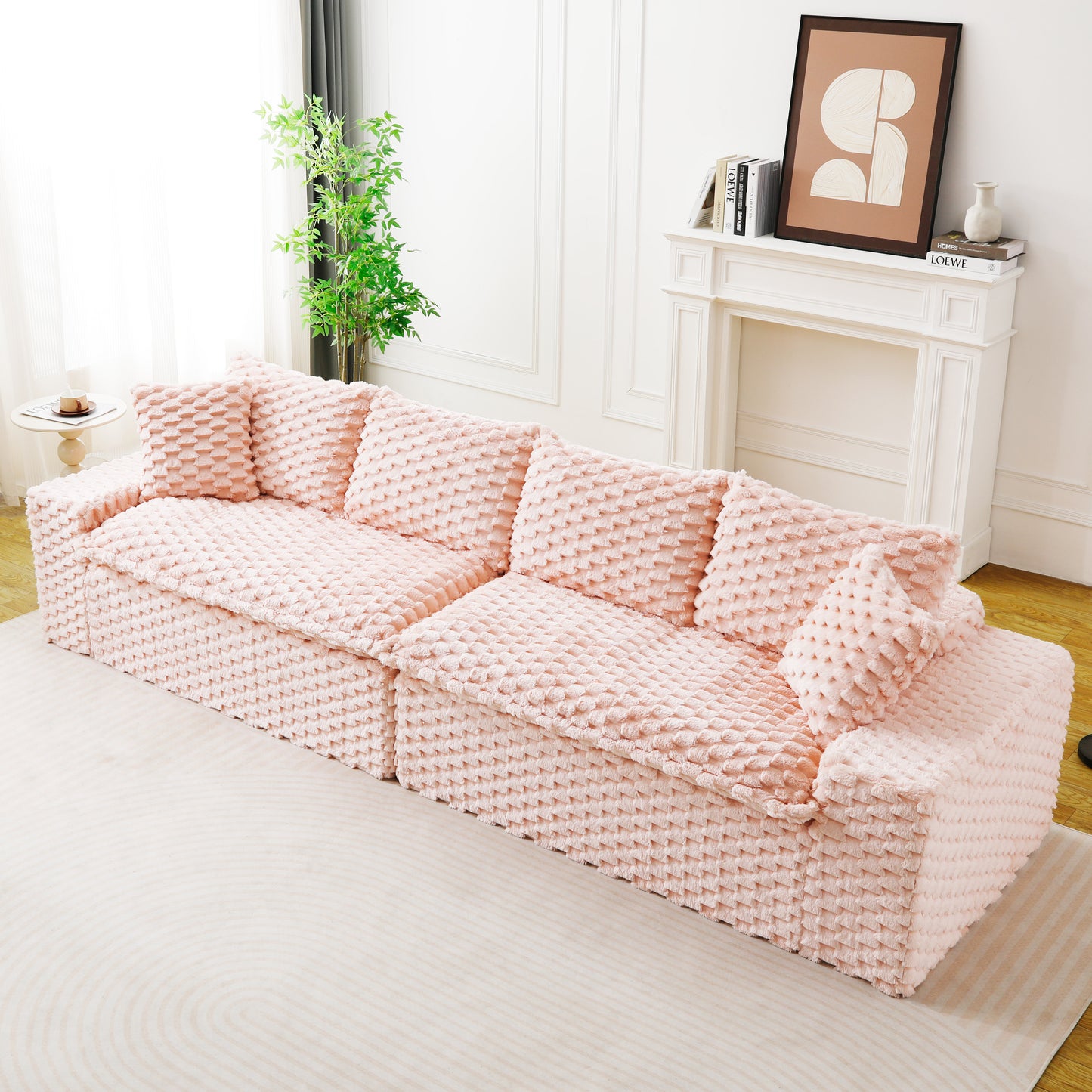 Luxury Pink Velvet Multifunctional Sofa - Arrangeable Design