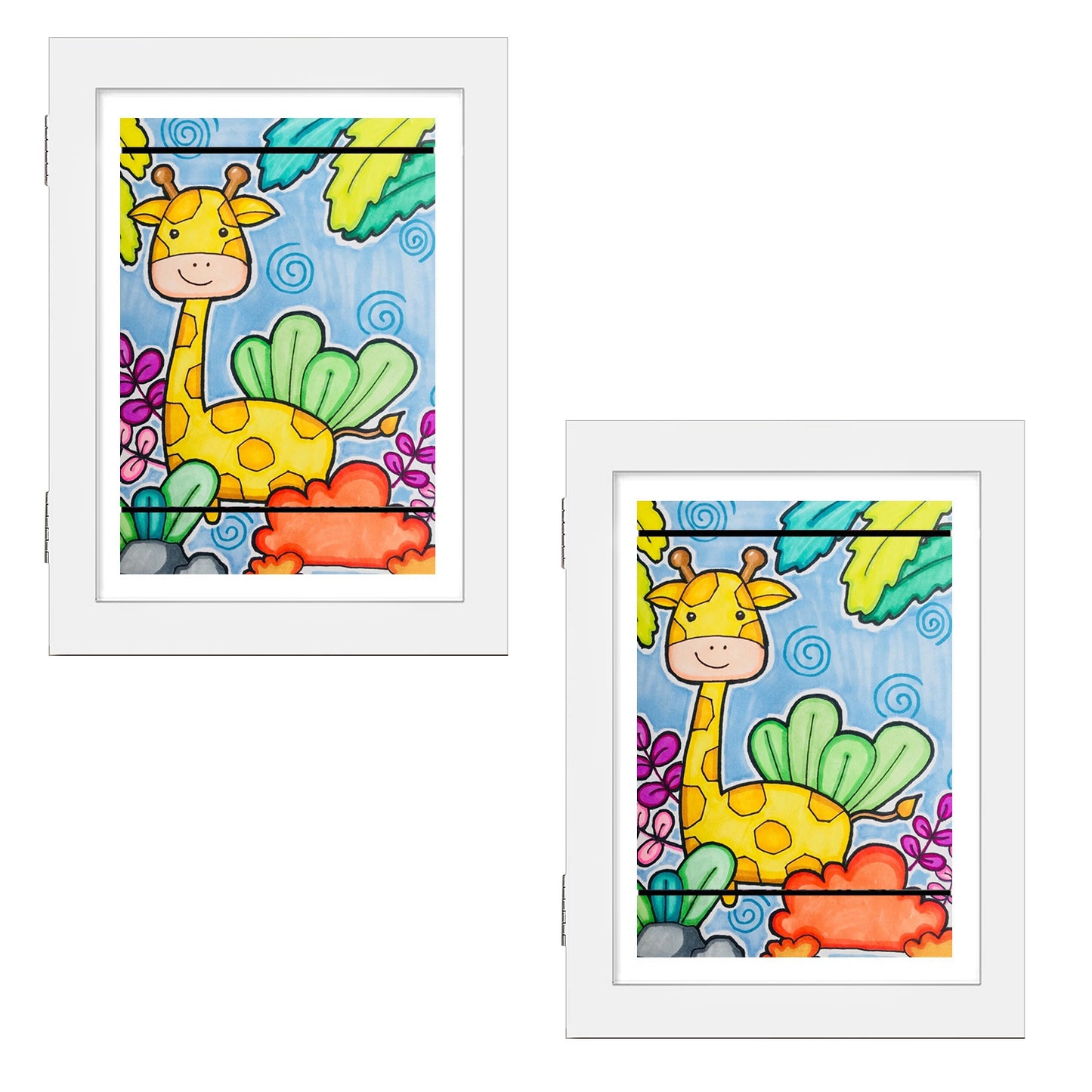 Kids Art Frame - Front Opening Wooden Display for Artwork Storage