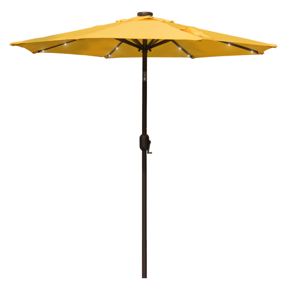 7ft Solar-Powered Outdoor Patio Umbrella with Tilt - Yellow