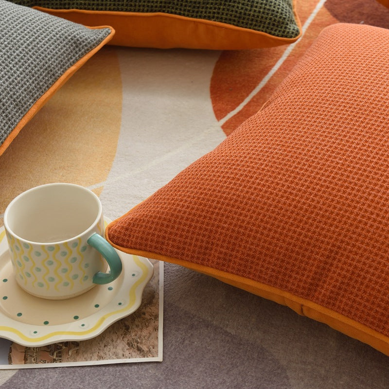 Cotton Linen Cushion Cover - Modern Geometric Design, 45x45cm, Multiple Colors