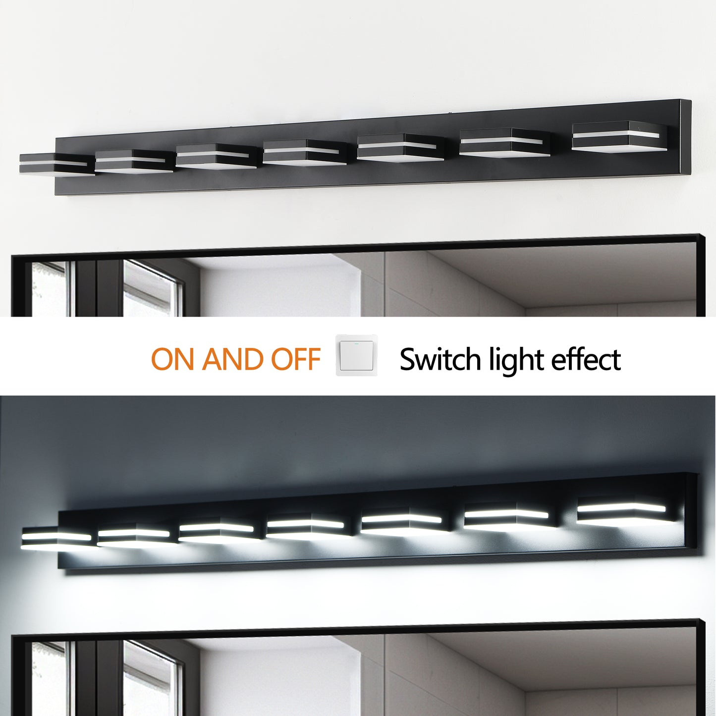 Modern Black LED Wall Sconce - 7-Light Vanity Light for Bathroom