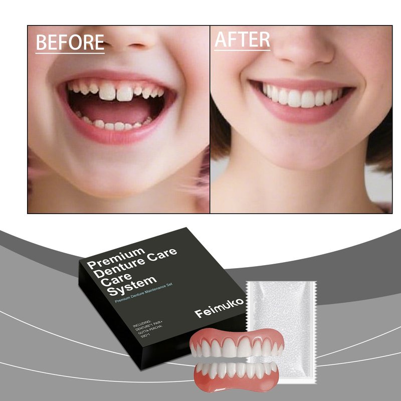 Dental Prosthesis Set - Resin Teeth Cap with Adhesive