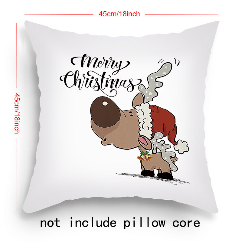 Holiday Cartoon Santa Claus Elk Pillow Cover 45x45cm Sofa Cushion Decor