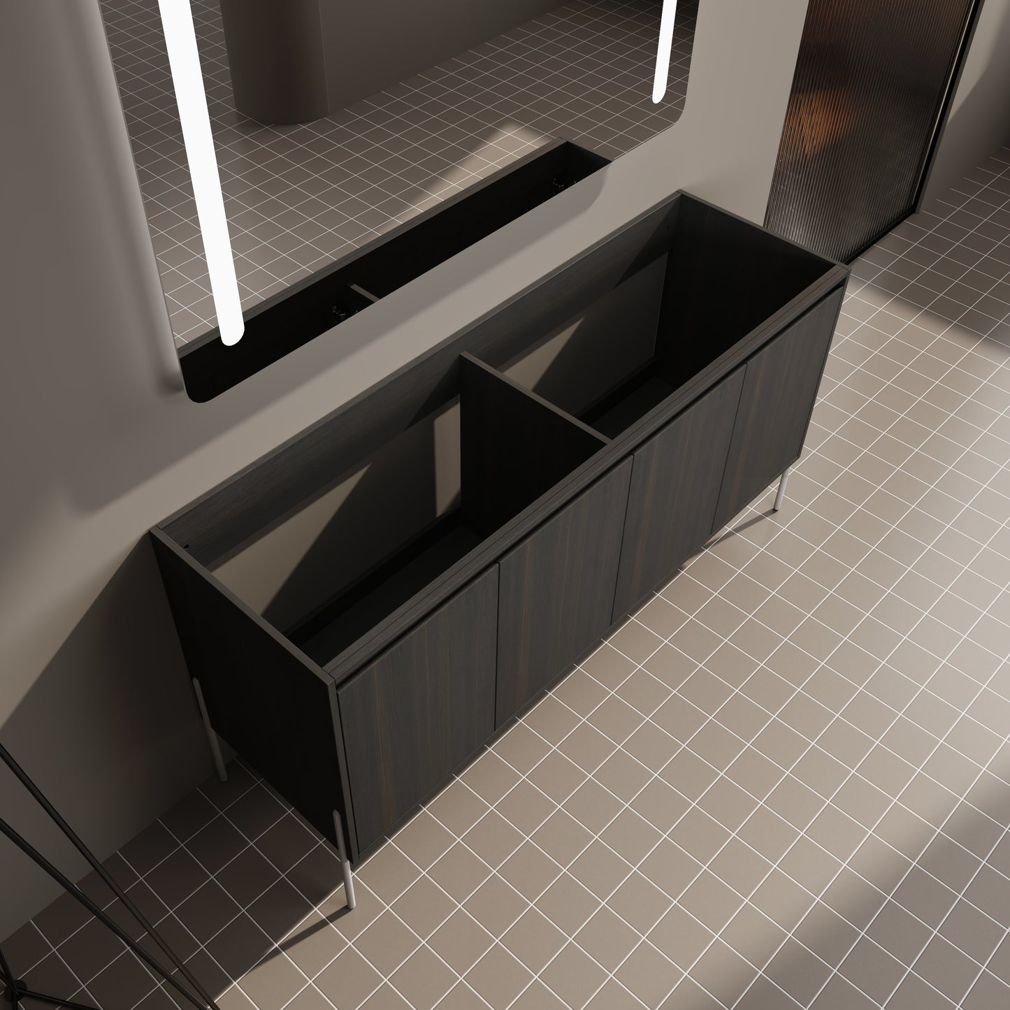 60" Freestanding Bathroom Vanity with Soft Close Doors - Dark Oak