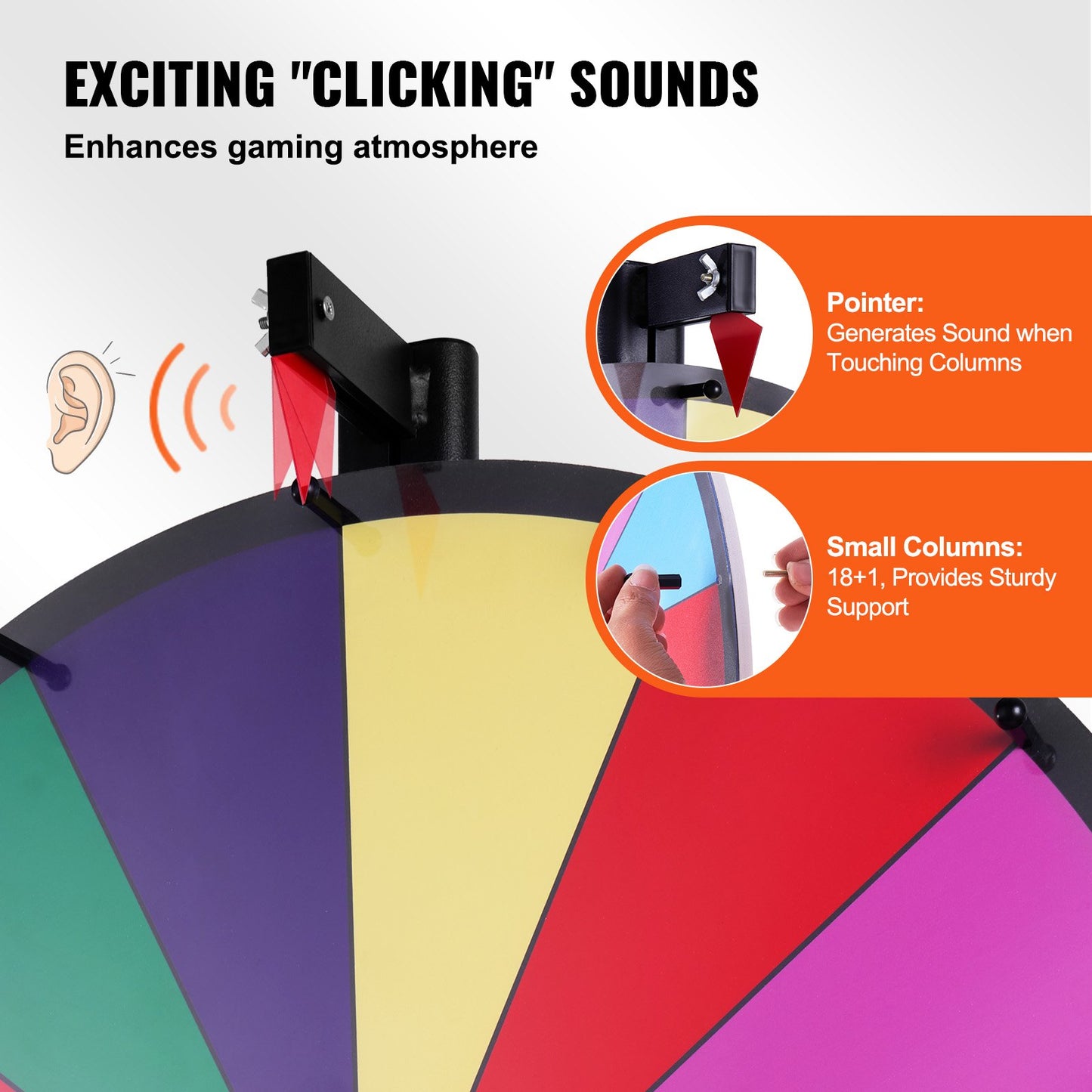 36 Inch Spinning Prize Wheel with 18 Customizable Slots - Black