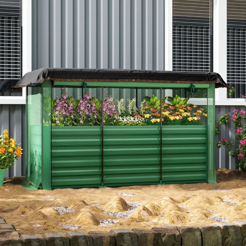 Galvanized Steel Raised Garden Bed with Crop Cage & Shade Cloth - Outdoor Plant Protector
