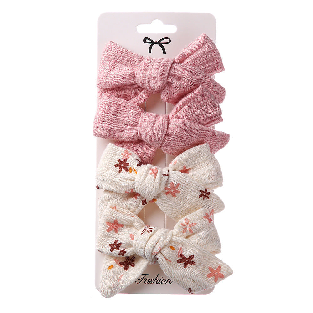 Children's Plaid Bow Hair Clips, 4-Pack